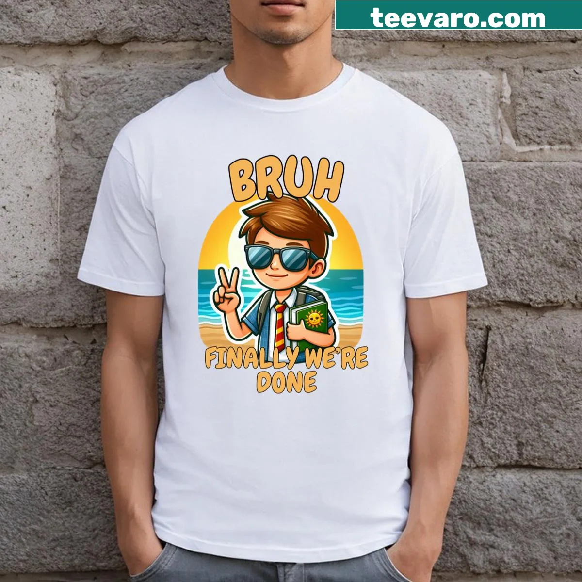 Happy Last Day Of School t-shirt with cheerful typography — on a men's t-shirt