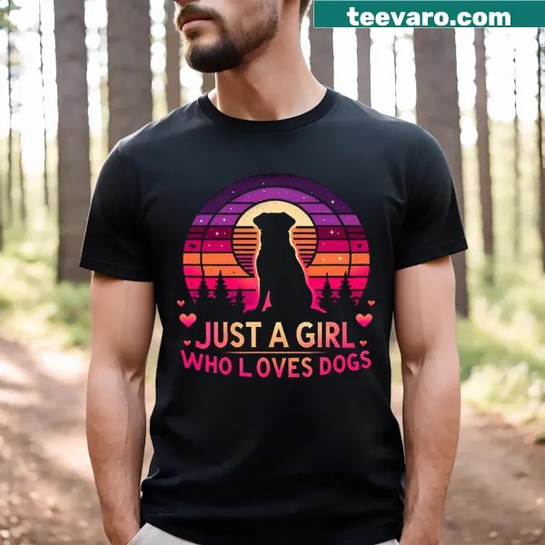 Funny t-shirt for dog lovers with the phrase 'Just A Girl Who Loves Dogs'