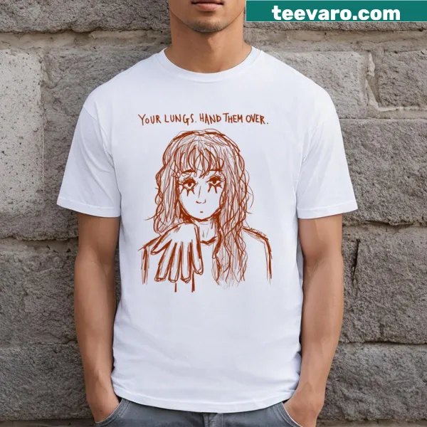 T-shirt featuring a graphic of lungs symbolizing health