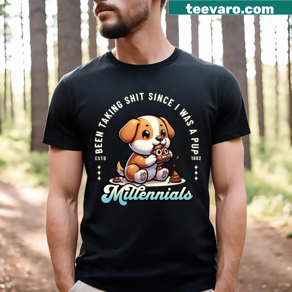 Nostalgic typography T-shirt with a millennial statement — on a men's t-shirt