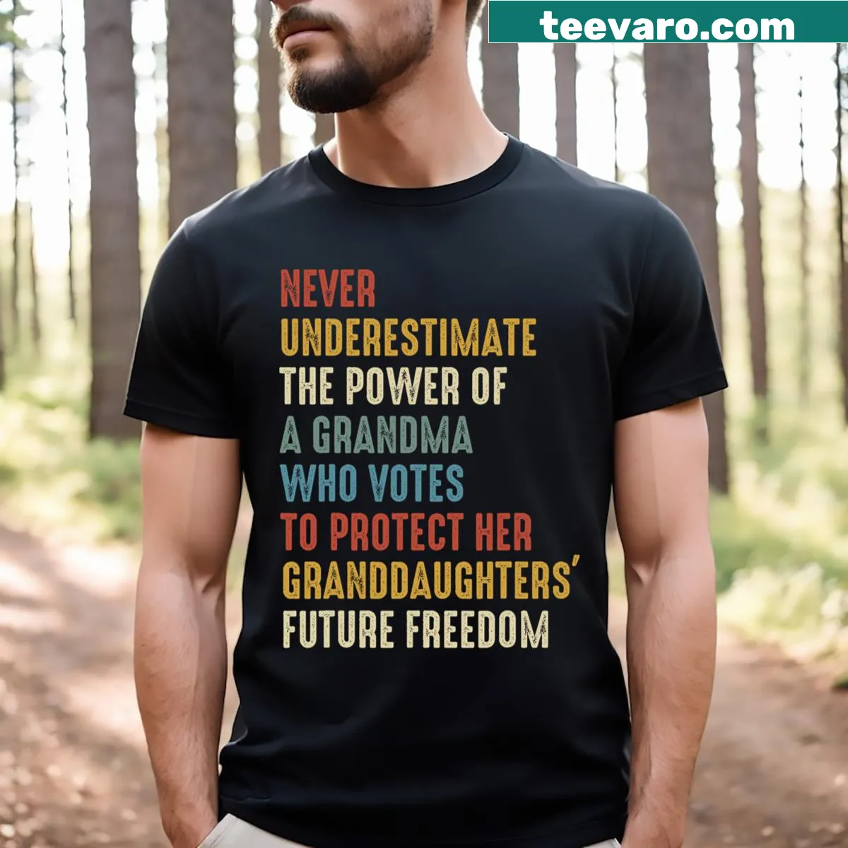 Empowering text about voting on a Grandma T-shirt — on a men's t-shirt