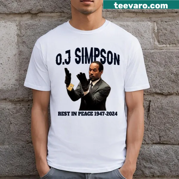 Humorous O.J. Simpson Rest In Peace text on a T-shirt
