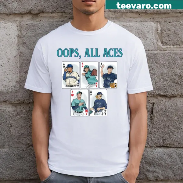 Typographic tee featuring 'Oops All Aces' in stacked design