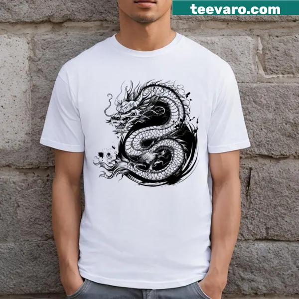 Illustrated T-shirt featuring the Ouroboros symbol for fantasy lovers