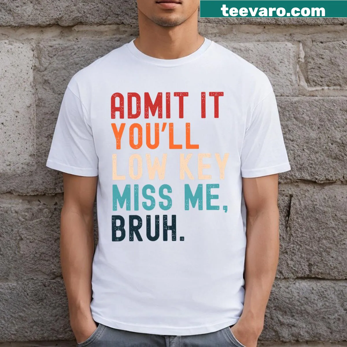 Retro T-shirt with the text 'Admit It You'll Low Key Miss Me' for teachers — on a men's t-shirt