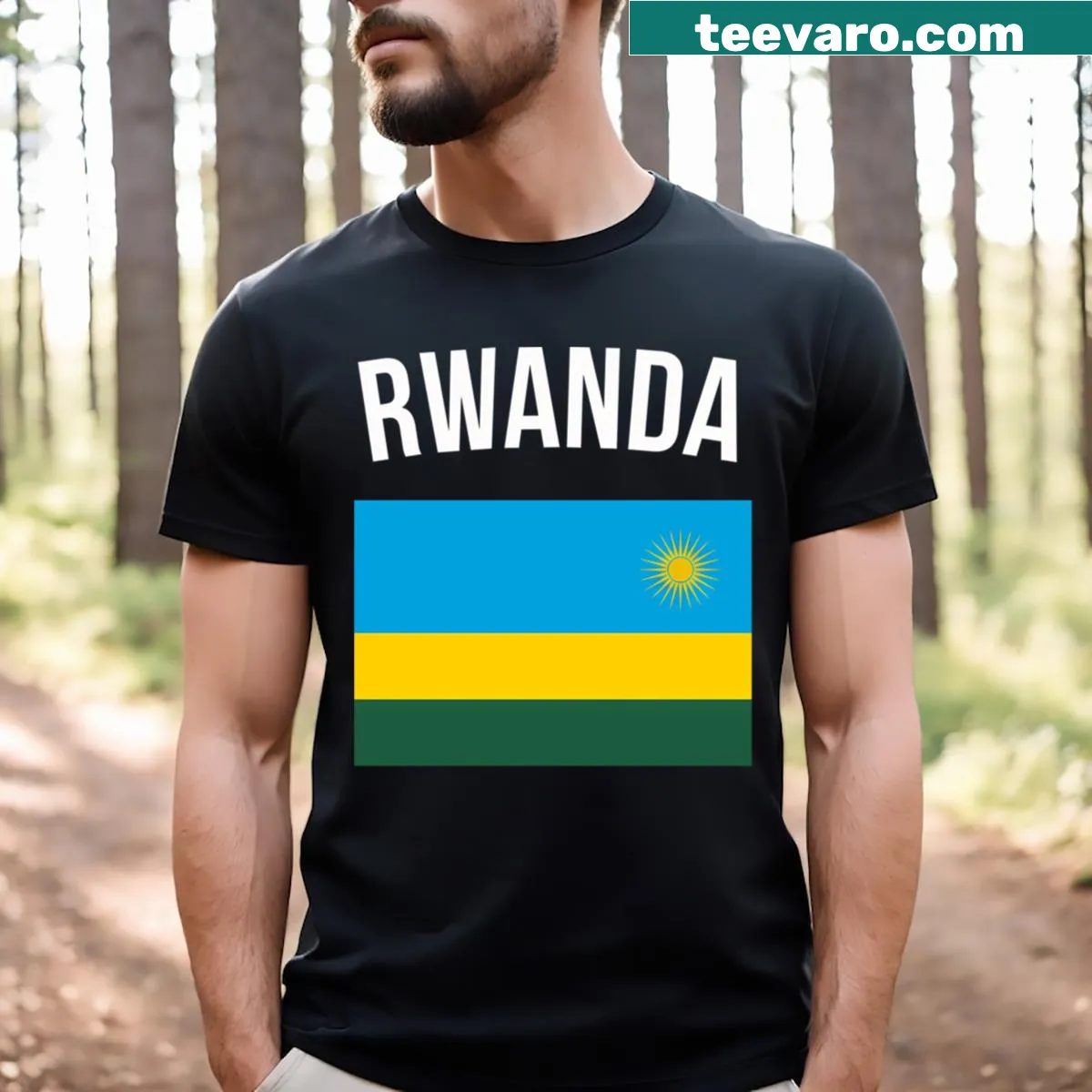 Rwanda flag themed t-shirt showcasing national pride — on a men's t-shirt