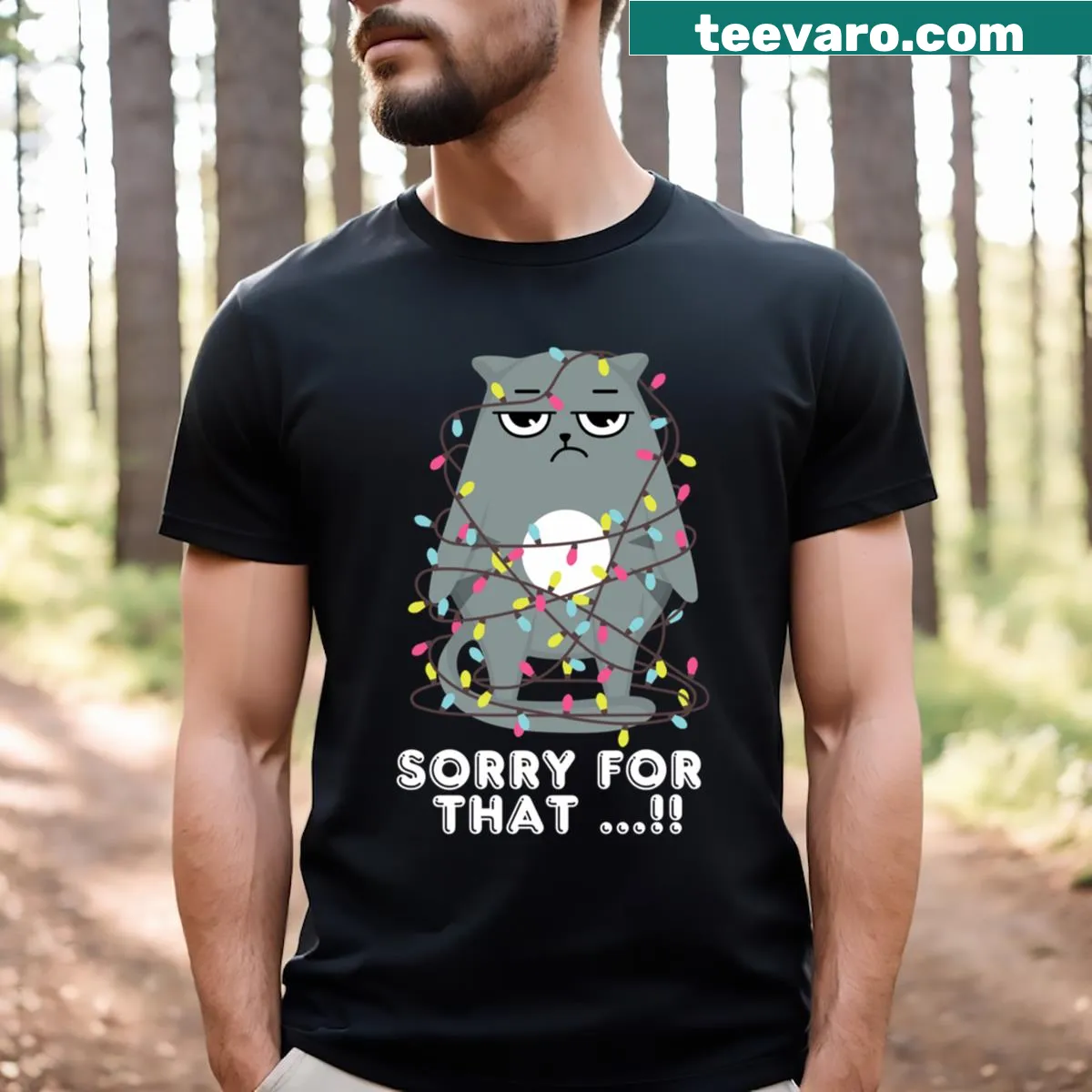 Funny T-shirt featuring text about a naughty cat — on a men's t-shirt