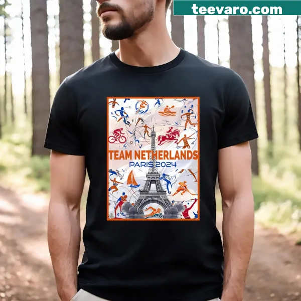 Typography t-shirt representing Team Netherlands for Paris 2024