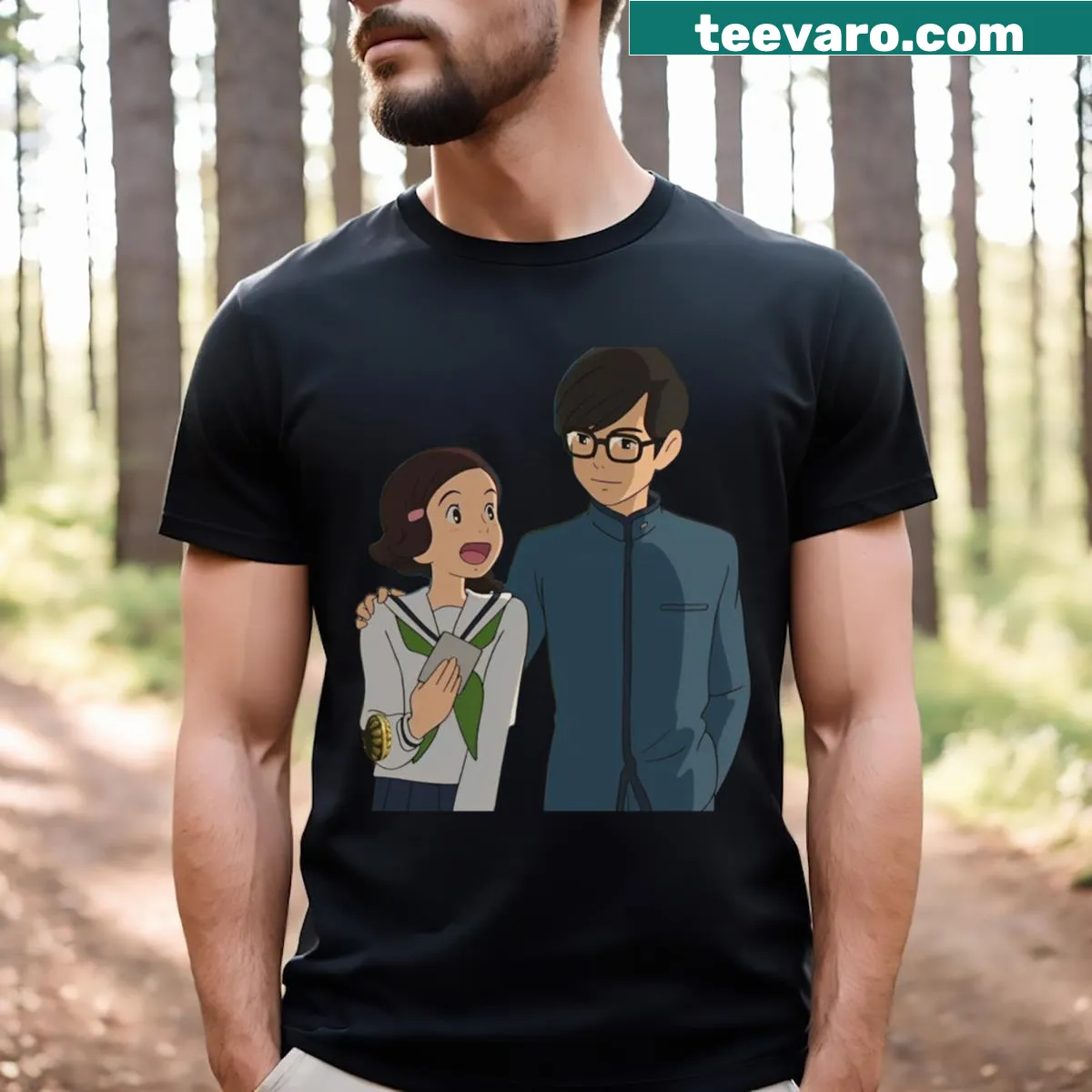 Illustrative T-shirt featuring powerful characters from a popular animated film — on a men's t-shirt