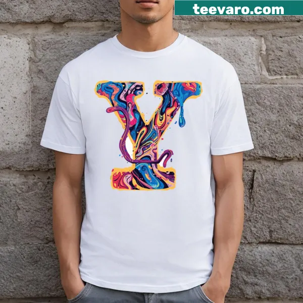Abstract typography t-shirt featuring the letter Y