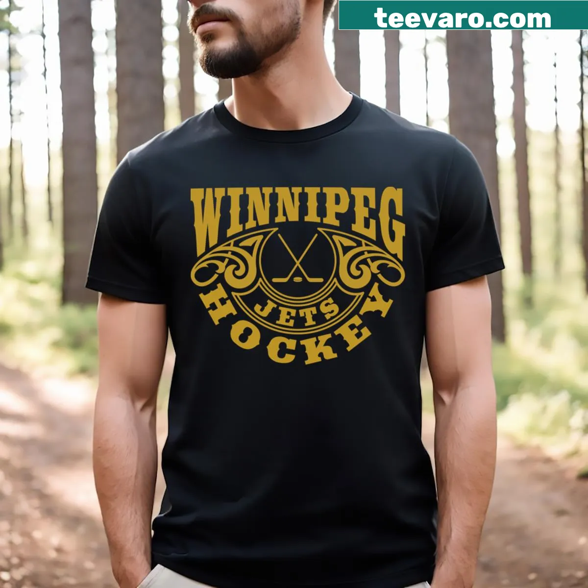 Vintage distressed T-shirt featuring Winnipeg Jets hockey graphics — on a men's t-shirt