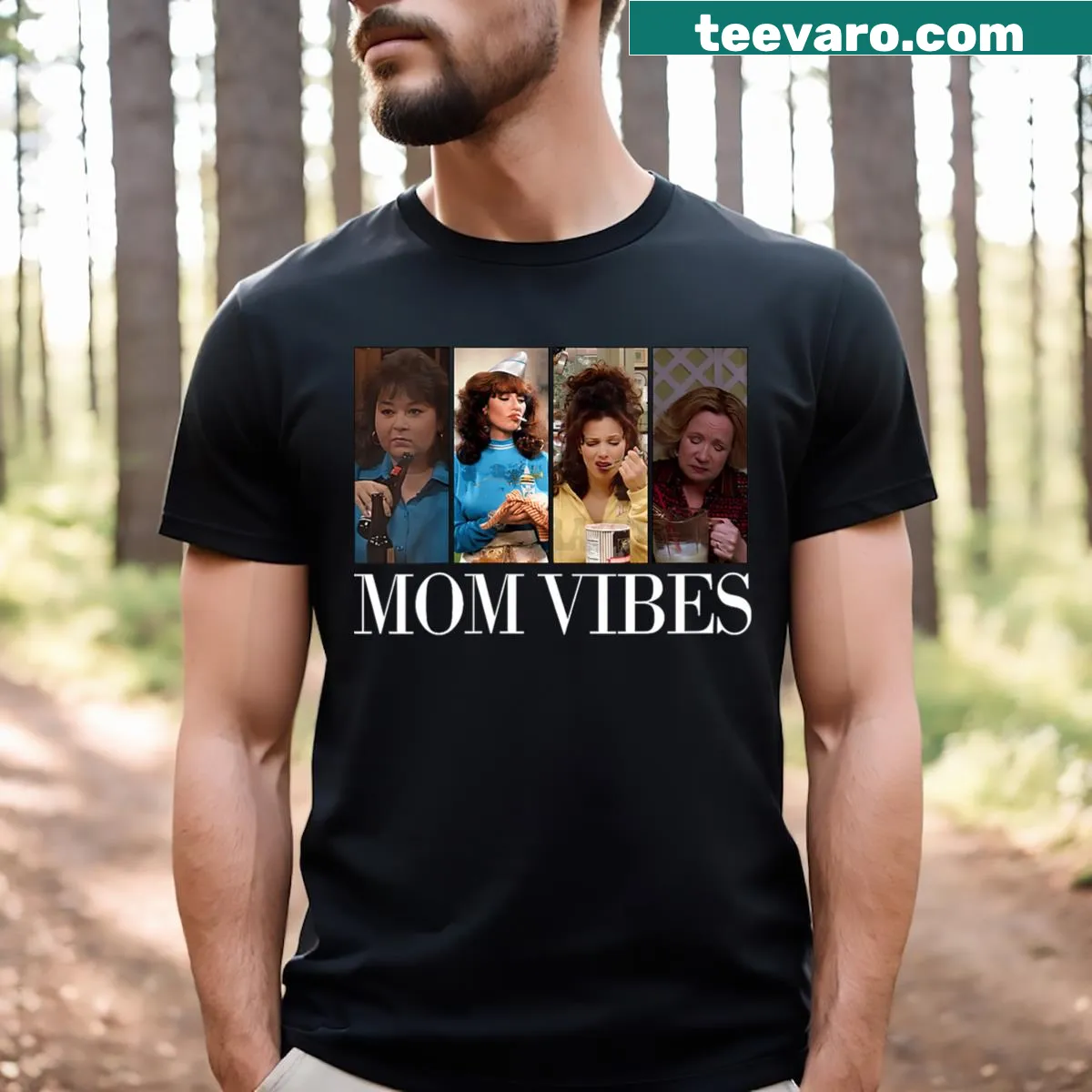 Retro 90's V-neck T-shirt for moms with nostalgic graphics — on a men's t-shirt