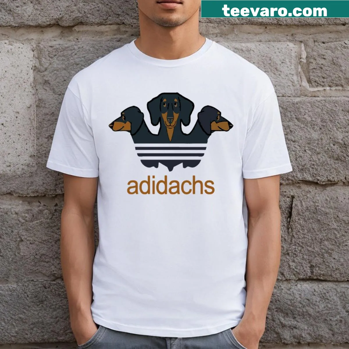 Stylish Adidachs T-shirt with modern typography design — on a men's t-shirt