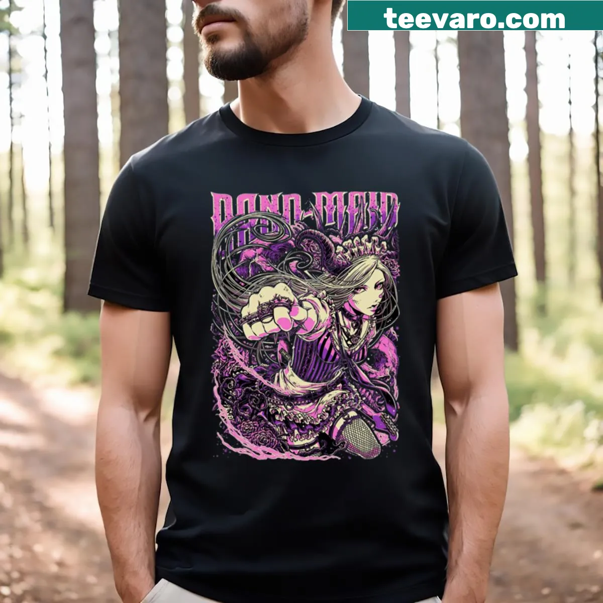 Playful Band Maidgirl T-shirt featuring fun graphics — on a men's t-shirt