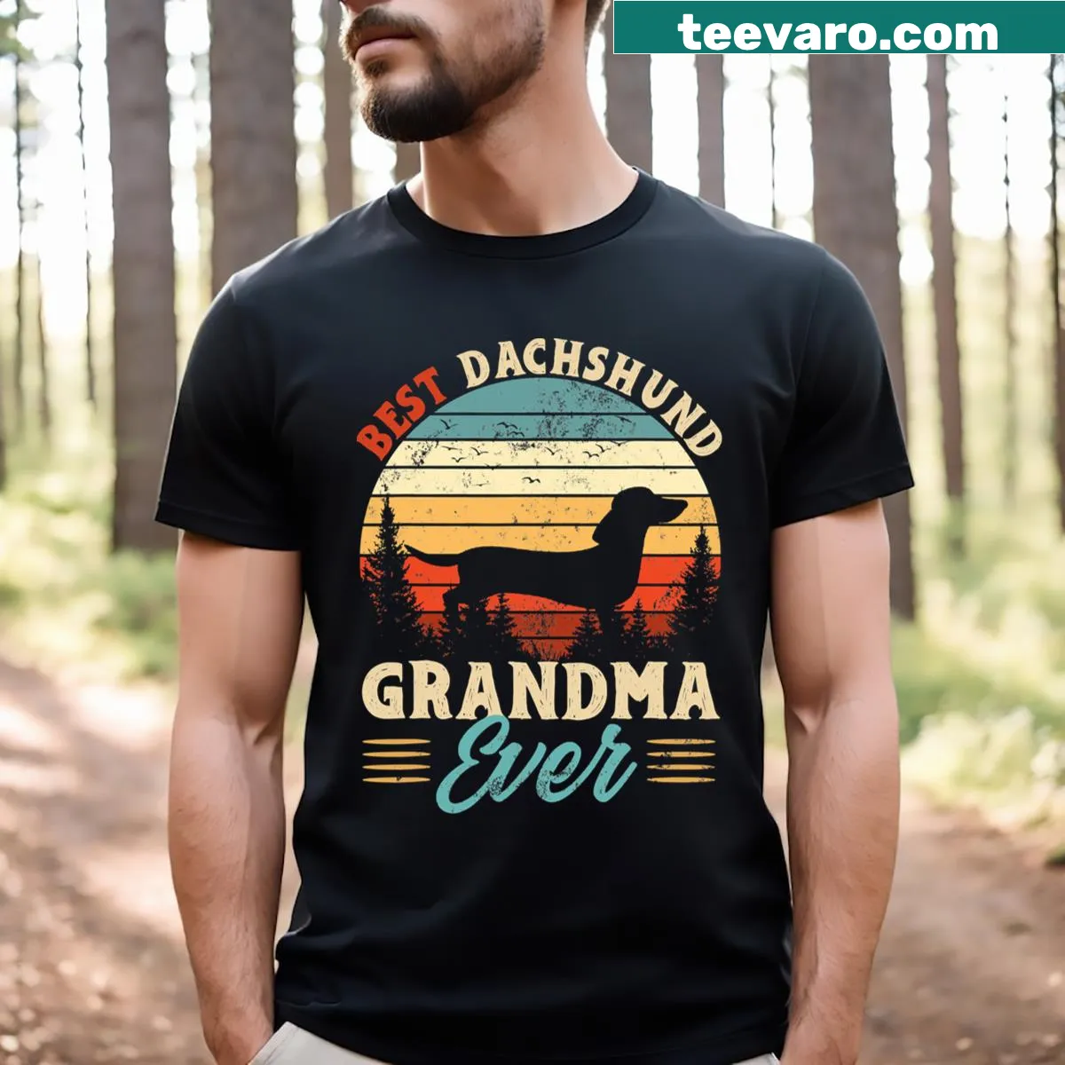 Typography T-shirt celebrating the Best Dachshund Grandma Ever — on a men's t-shirt