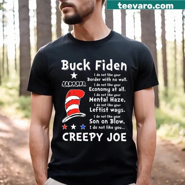 Anti Biden themed t-shirt with text and US flag design