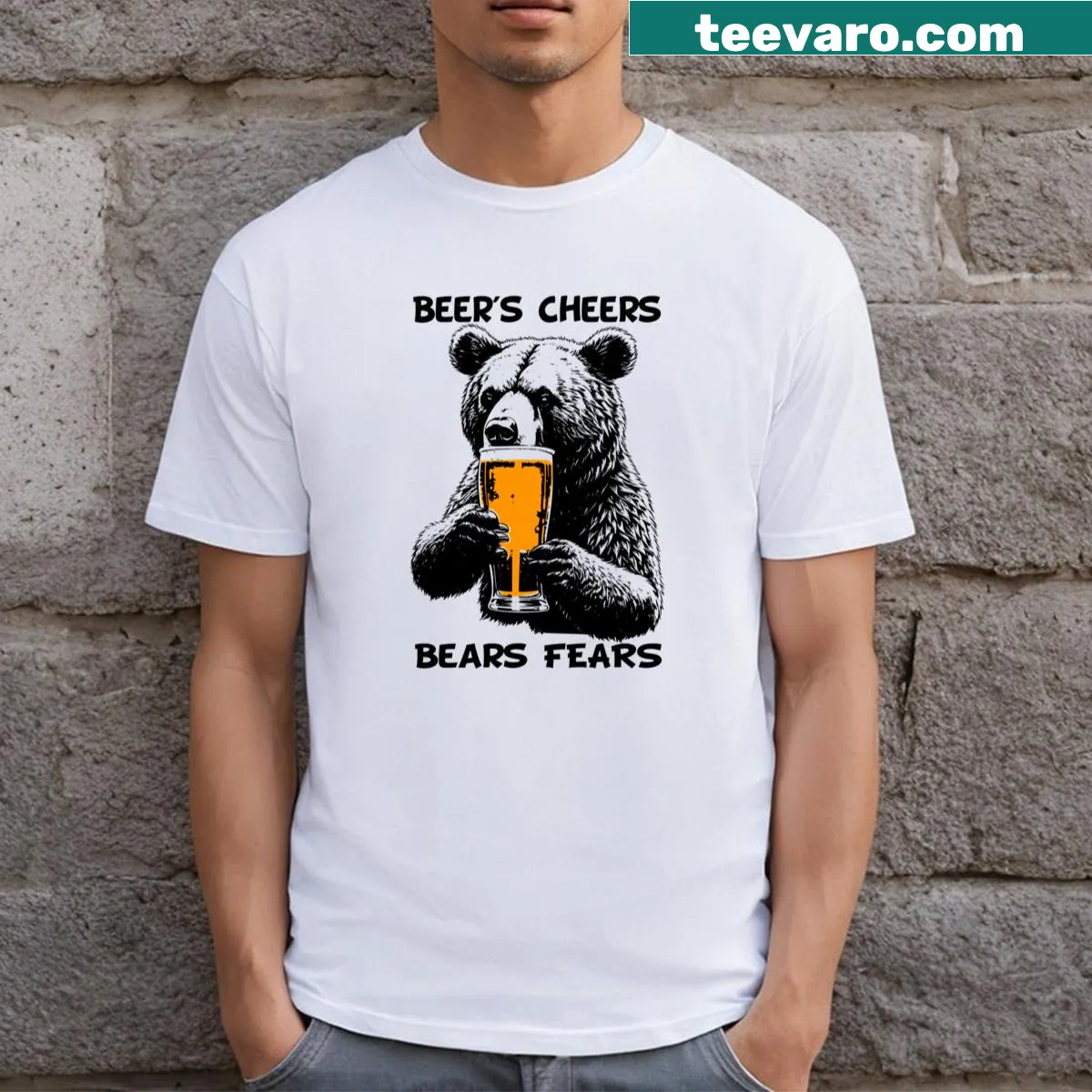 Funny bear graphic T-shirt for animal lovers — on a men's t-shirt