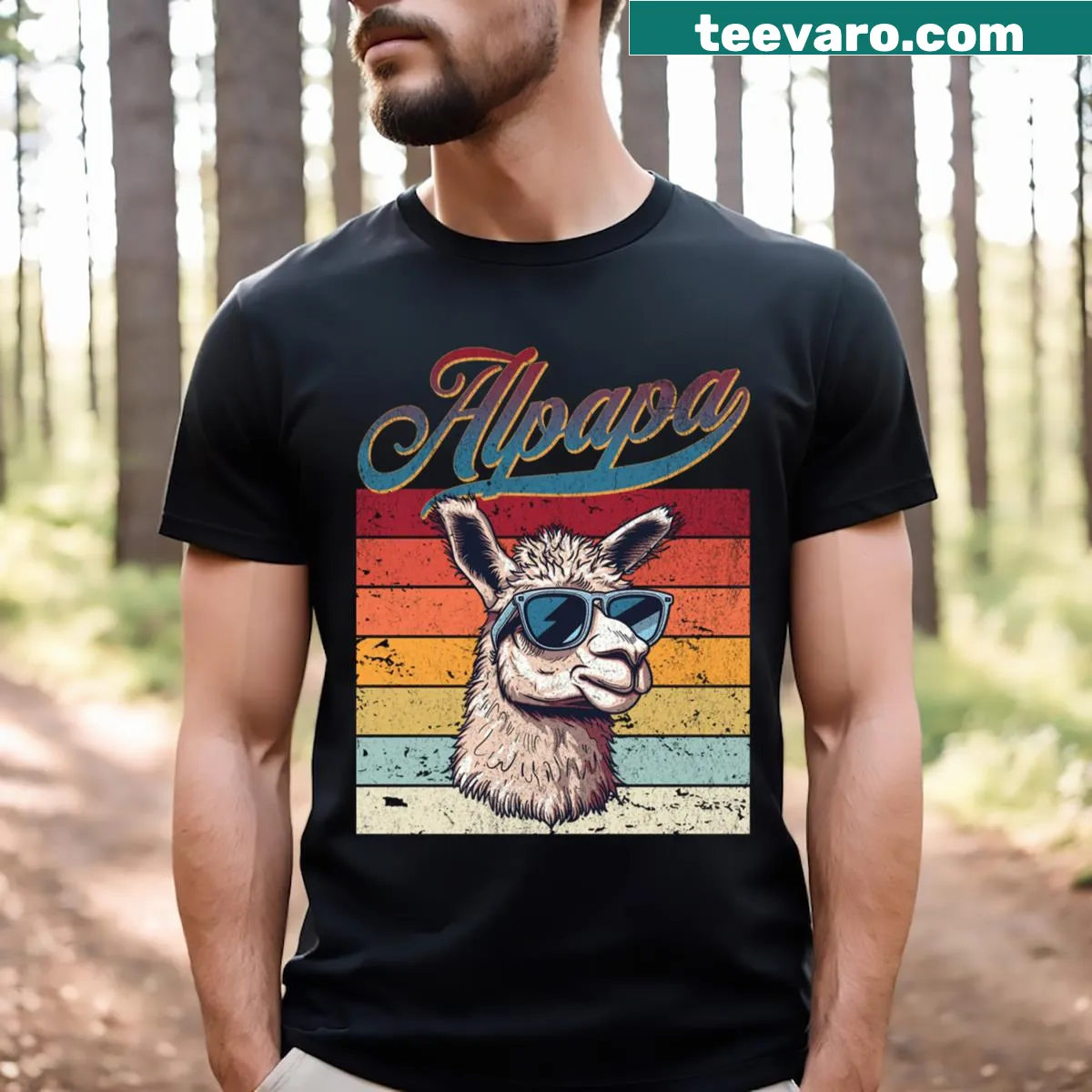 Heartwarming alpaca graphic T-shirt for dads — on a men's t-shirt