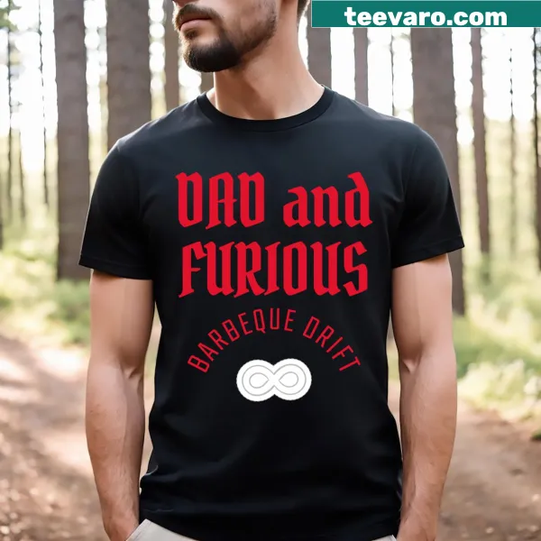Dad grilling cartoon graphic on T-shirt