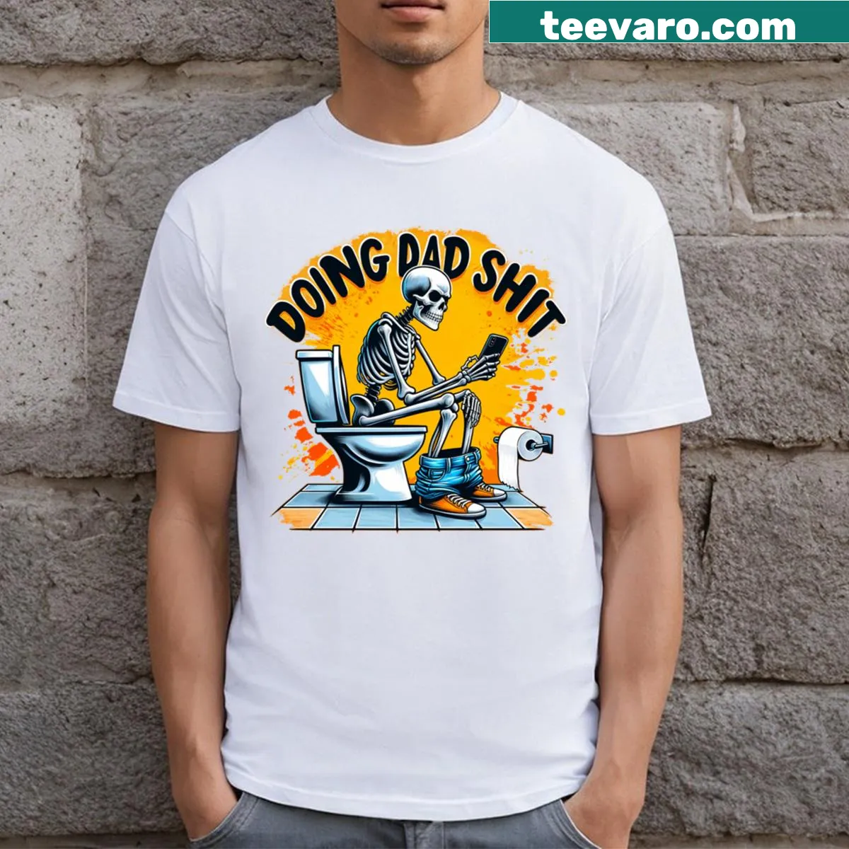 Funny skeleton-themed dad t-shirt for Father's Day — on a men's t-shirt