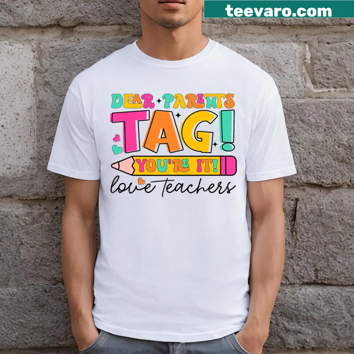 Heartfelt typography on last day of school T-shirt for teachers — on a men's t-shirt