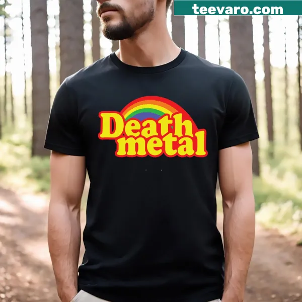Funny death metal parody t-shirt with intricate lettering and graphics