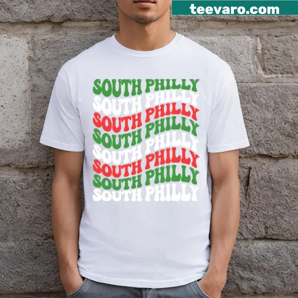 Vintage-style T-shirt celebrating South Philly Italian pride with a groovy design.