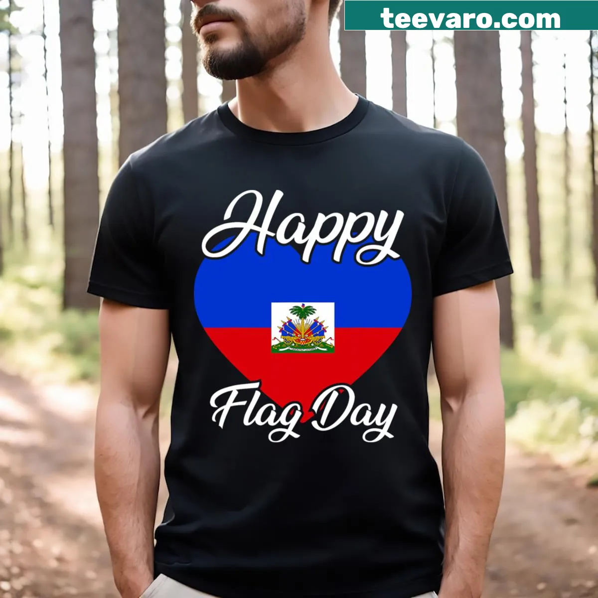 Proud Haitian Heritage t-shirt with 'Since 1804' text — on a men's t-shirt