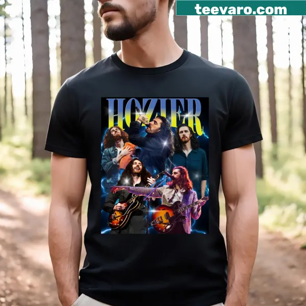 Vintage-style T-shirt with a Hozier rock band theme