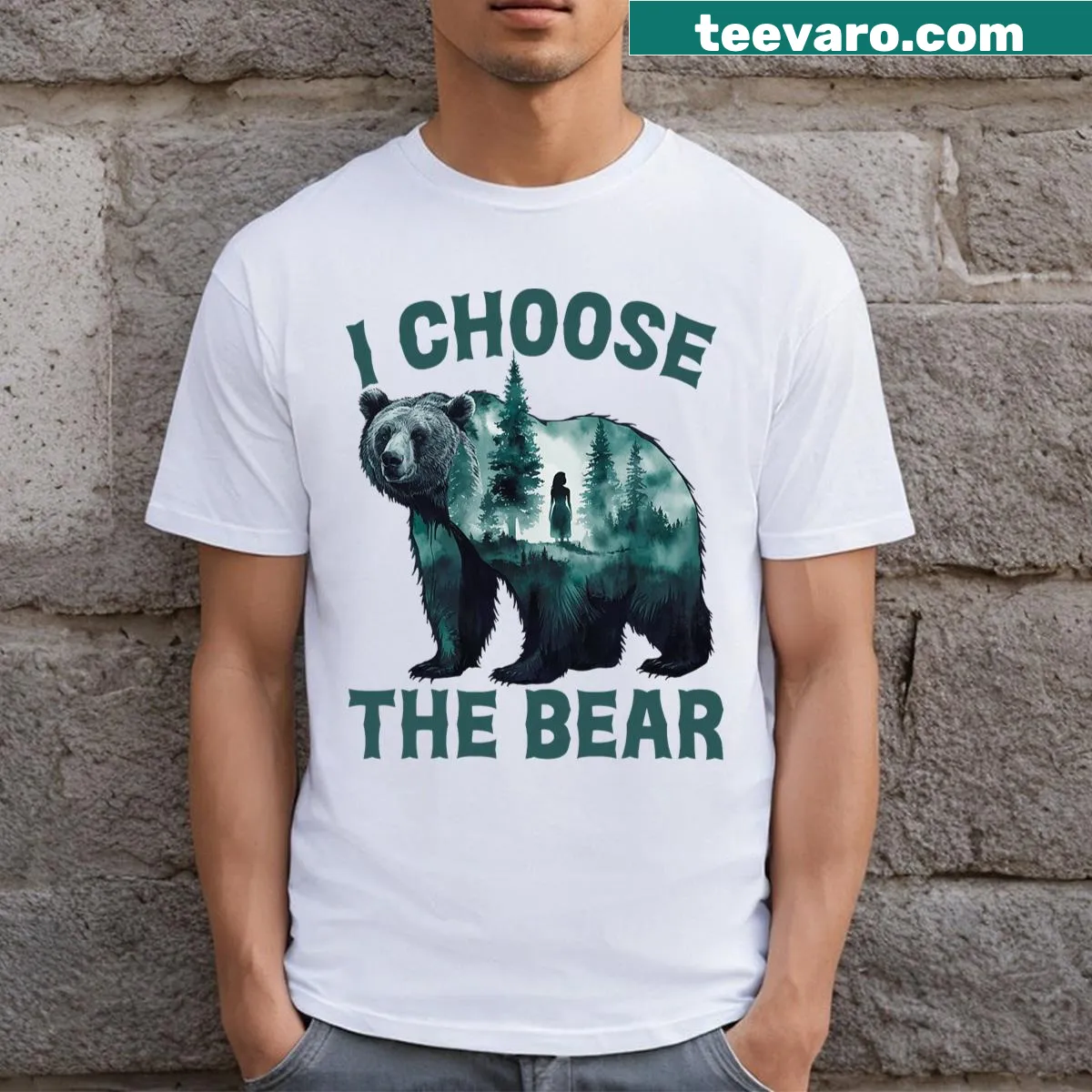 Funny camping T-shirt with 'I Choose The Bear' text and graphic. — on a men's t-shirt
