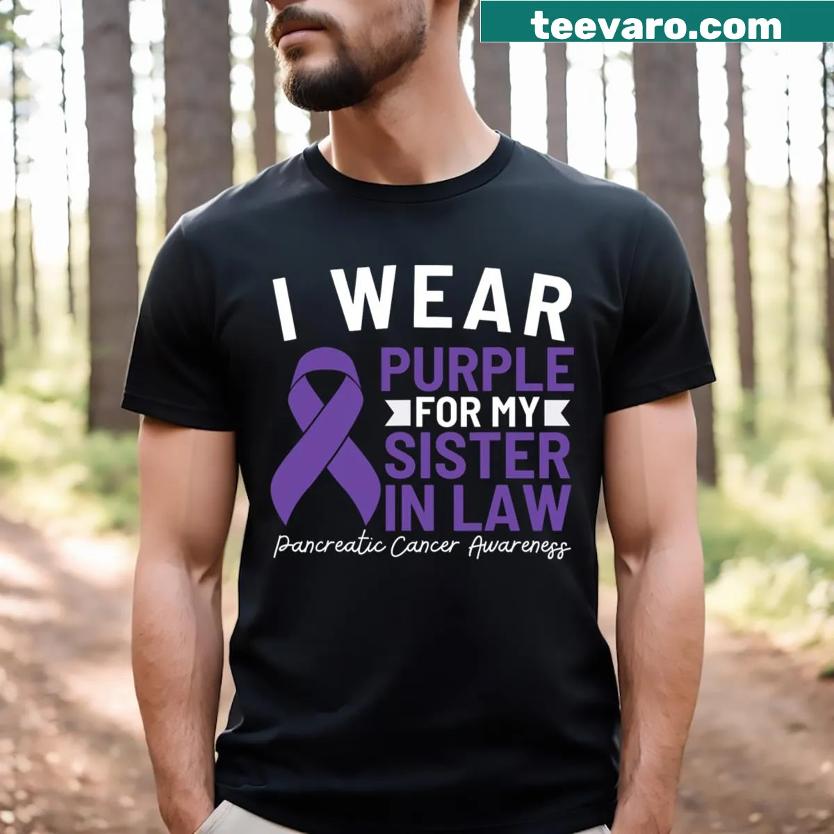 Supportive shirt with text I Wear Purple For My Sister In Law — on a men's t-shirt