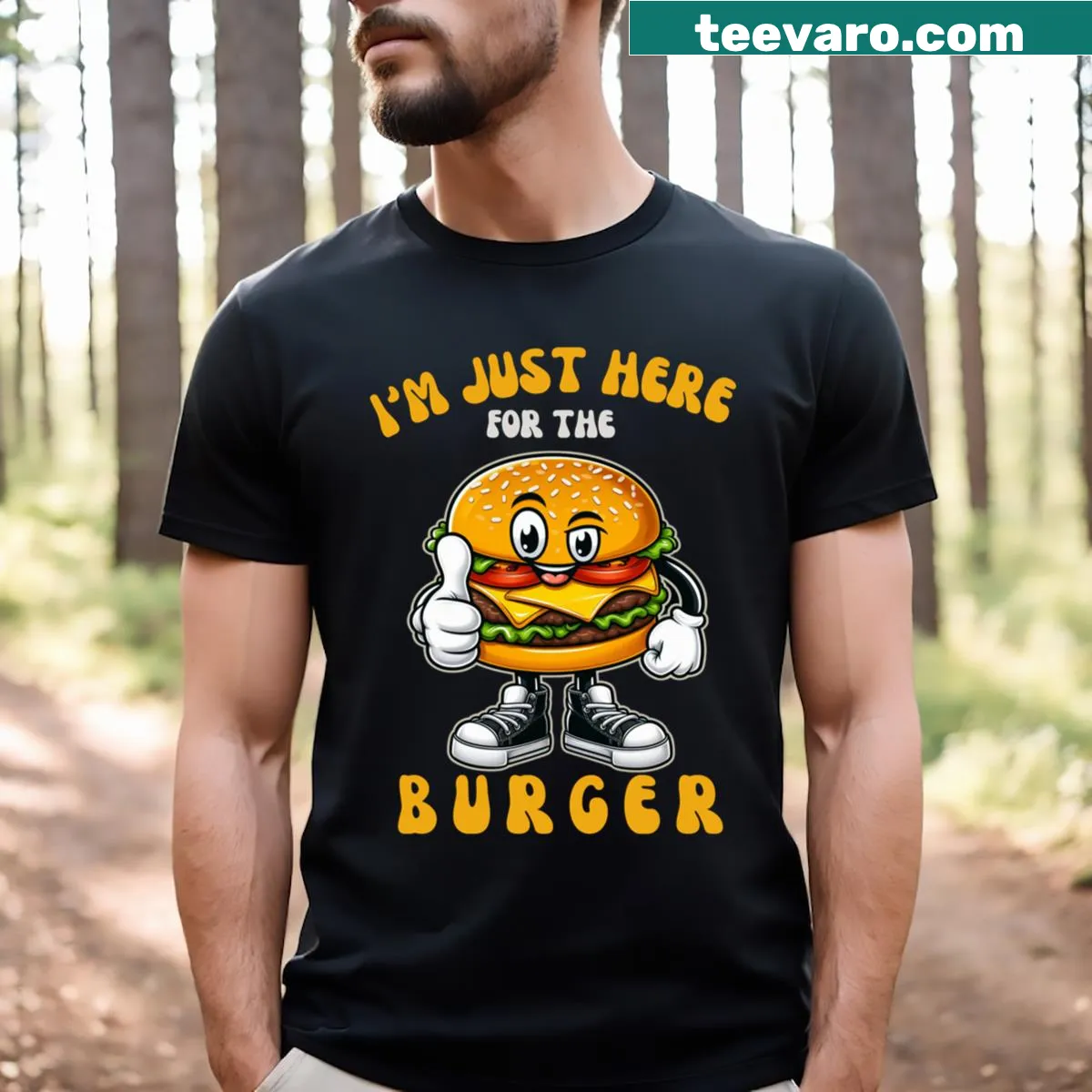 Funny cheeseburger graphic t-shirt for food and gaming lovers — on a men's t-shirt