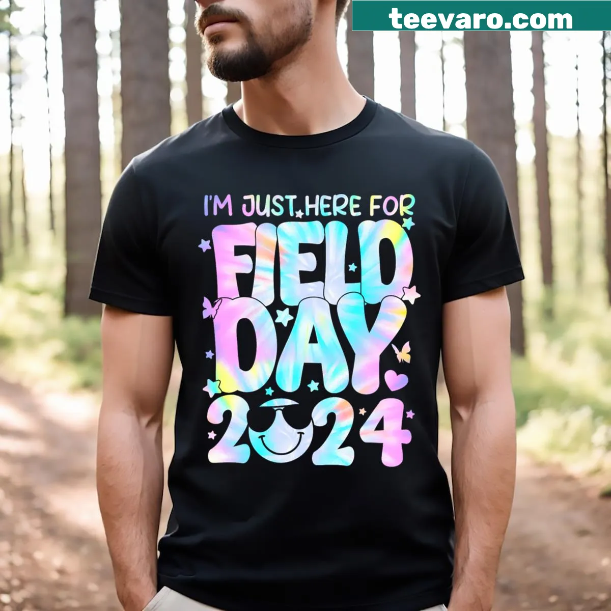 Field Day 2024 teacher t-shirt with playful slogan — on a men's t-shirt