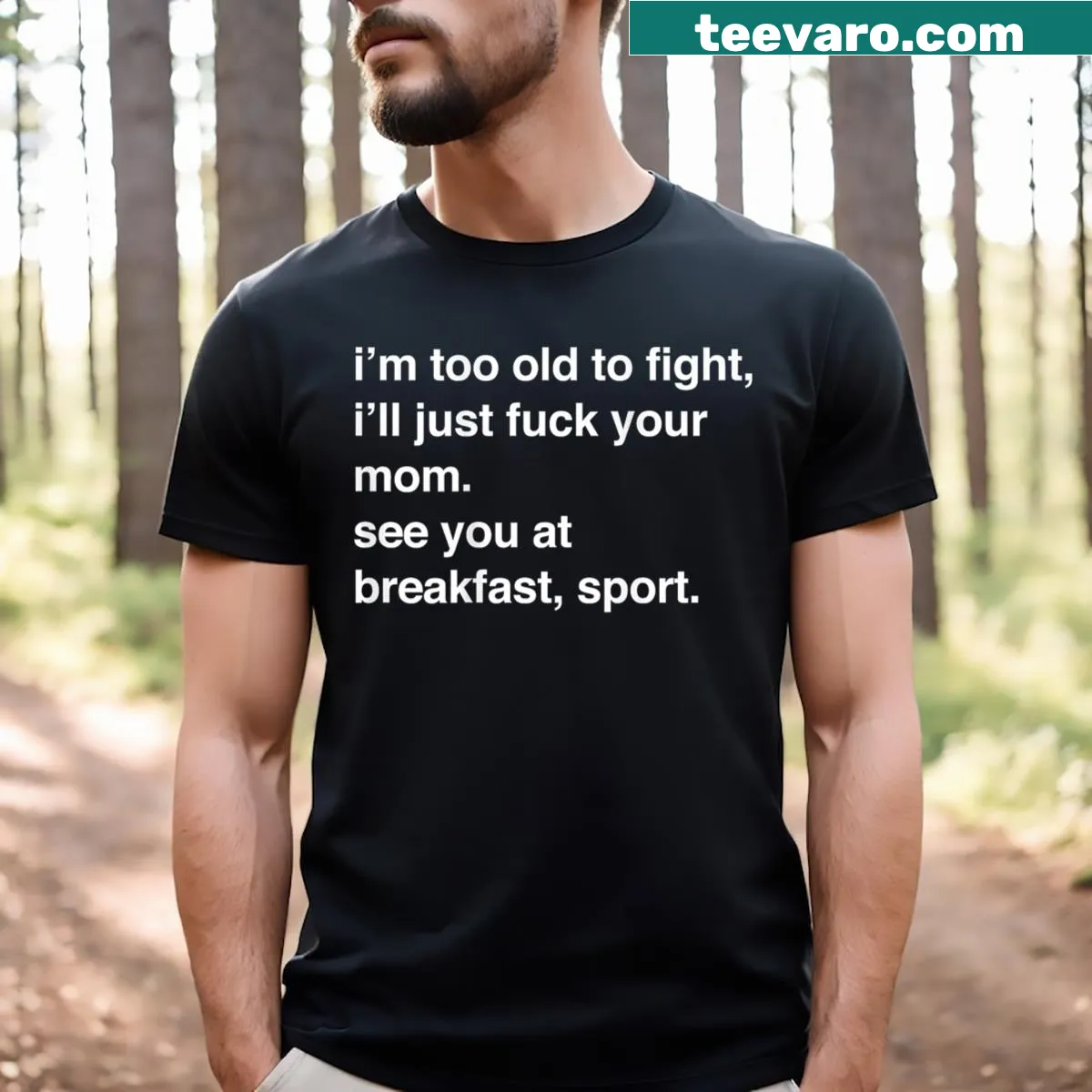 Edgy humorous t-shirt with bold phrase for men — on a men's t-shirt