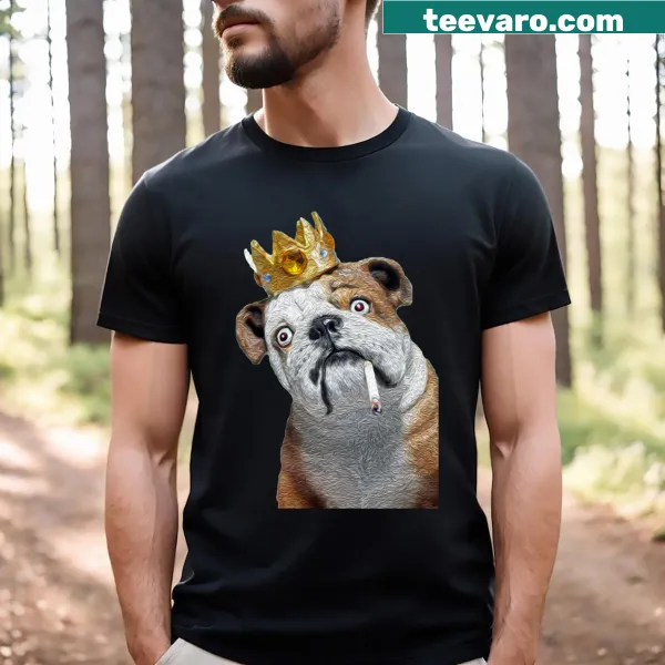Cartoon design of a king dog with a puppy, humorously styled