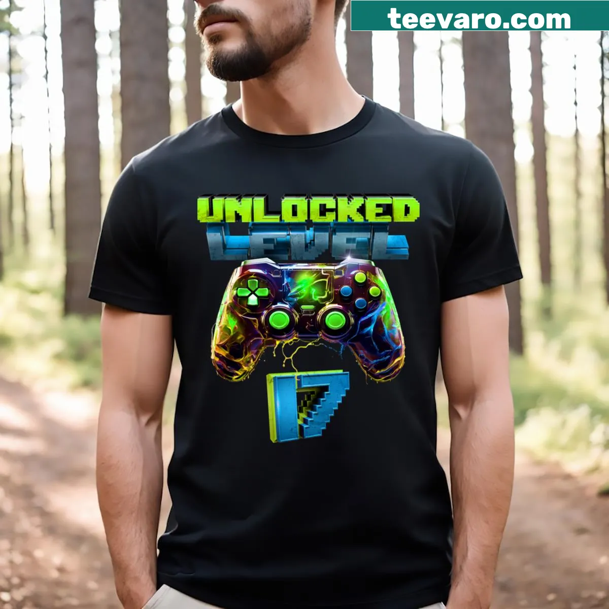 Funny Level 17 Unlocked gaming t-shirt for 17th birthday — on a men's t-shirt