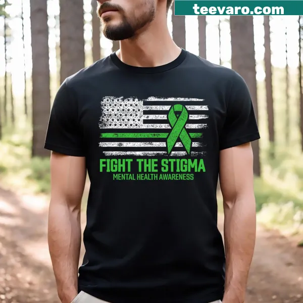 Mental health awareness T-shirt with 'Fight The Stigma' text