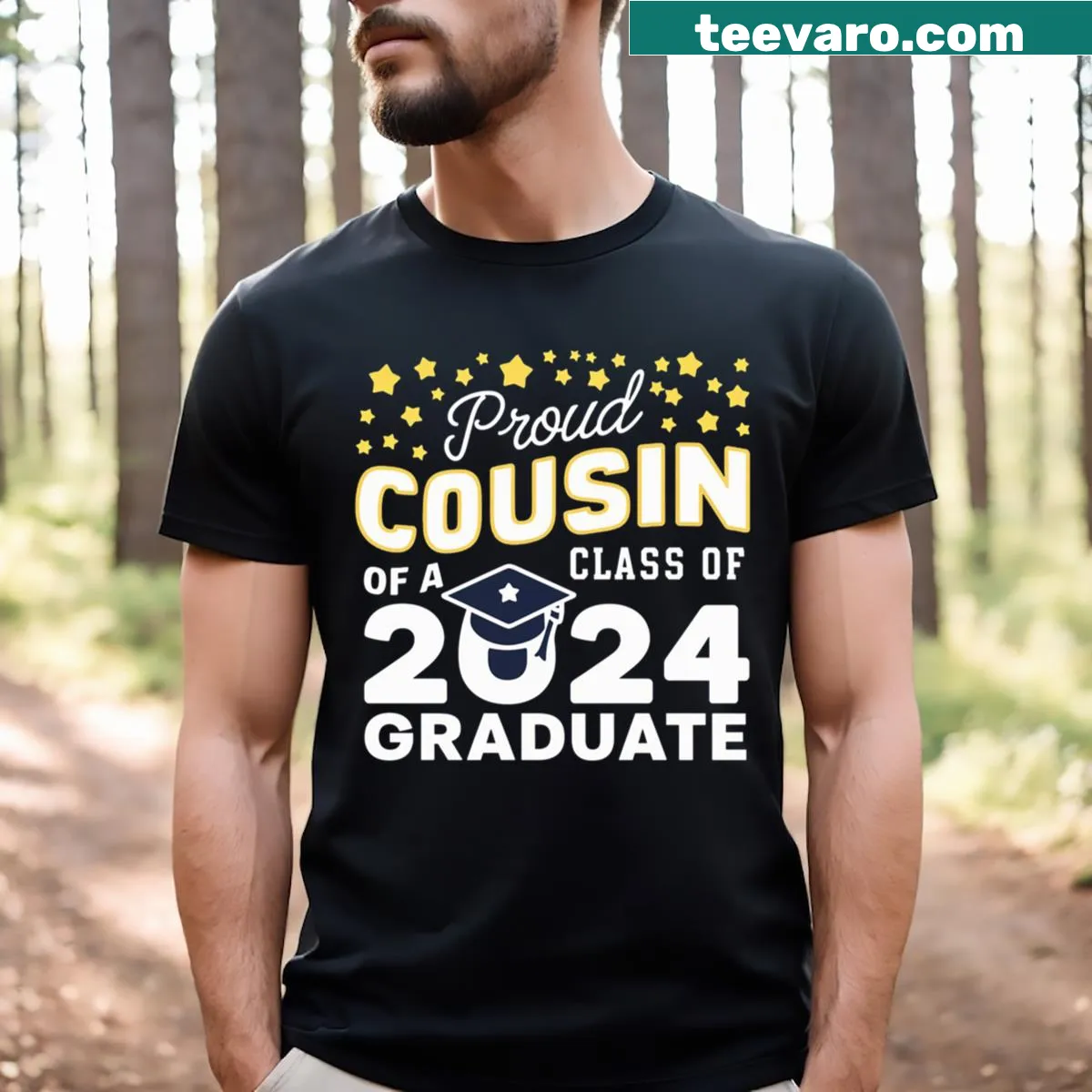 Proud cousin T-shirt for graduation celebrations — on a men's t-shirt