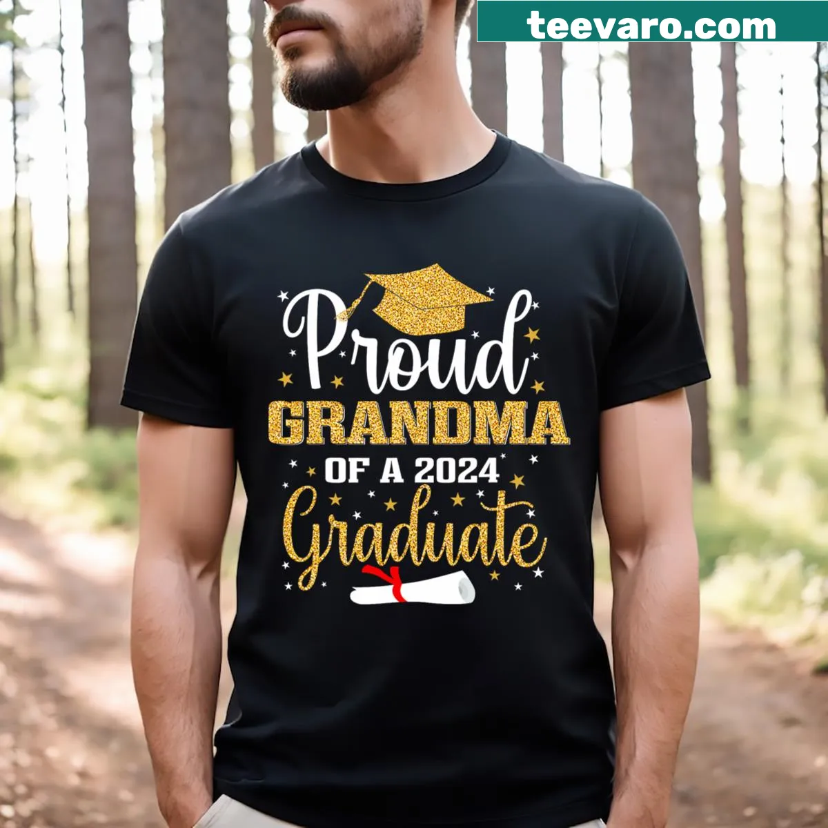 Proud Grandma Of A Class Of 2024 Graduate T-shirt — on a men's t-shirt