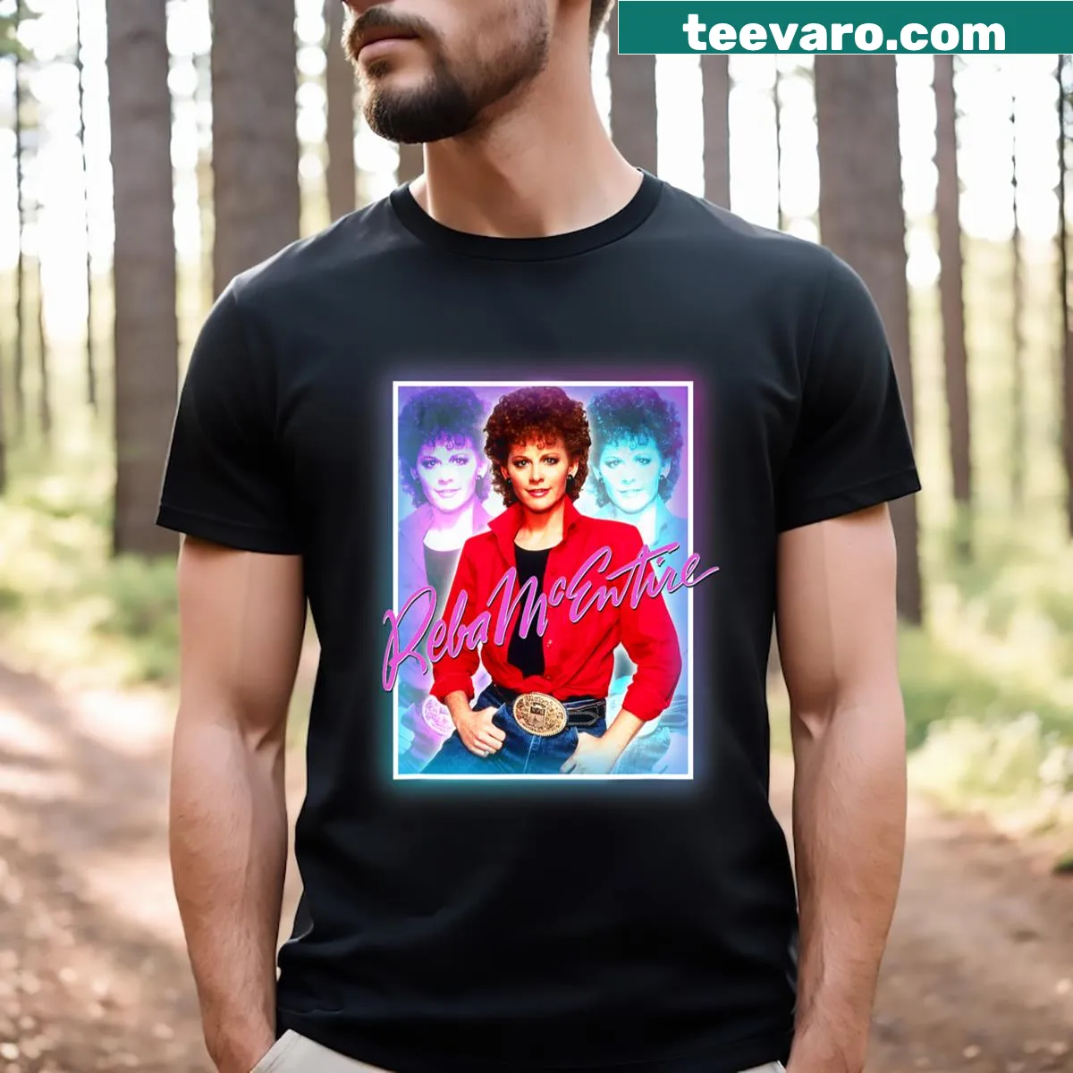 Illustration celebrating Reba McEntire's 80s legacy — on a men's t-shirt