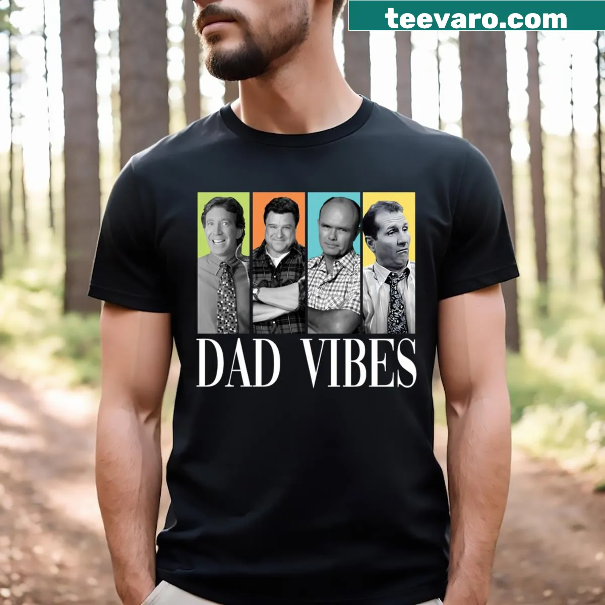 Funny typography design celebrating dad vibes from the 90s. — on a men's t-shirt