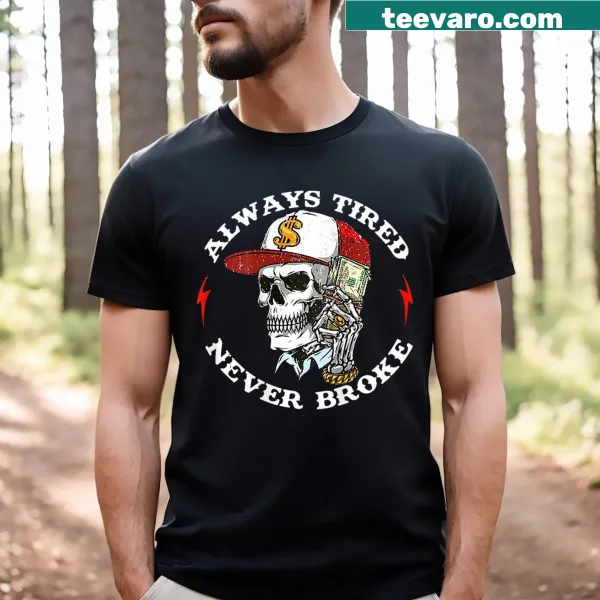Cheeky skull graphic with humorous text on back