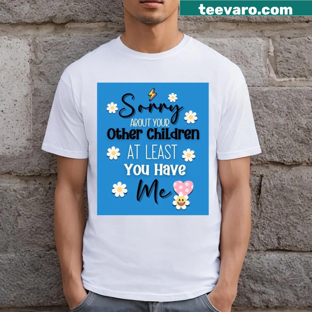 Funny T-shirt for moms with humorous text about children — on a men's t-shirt