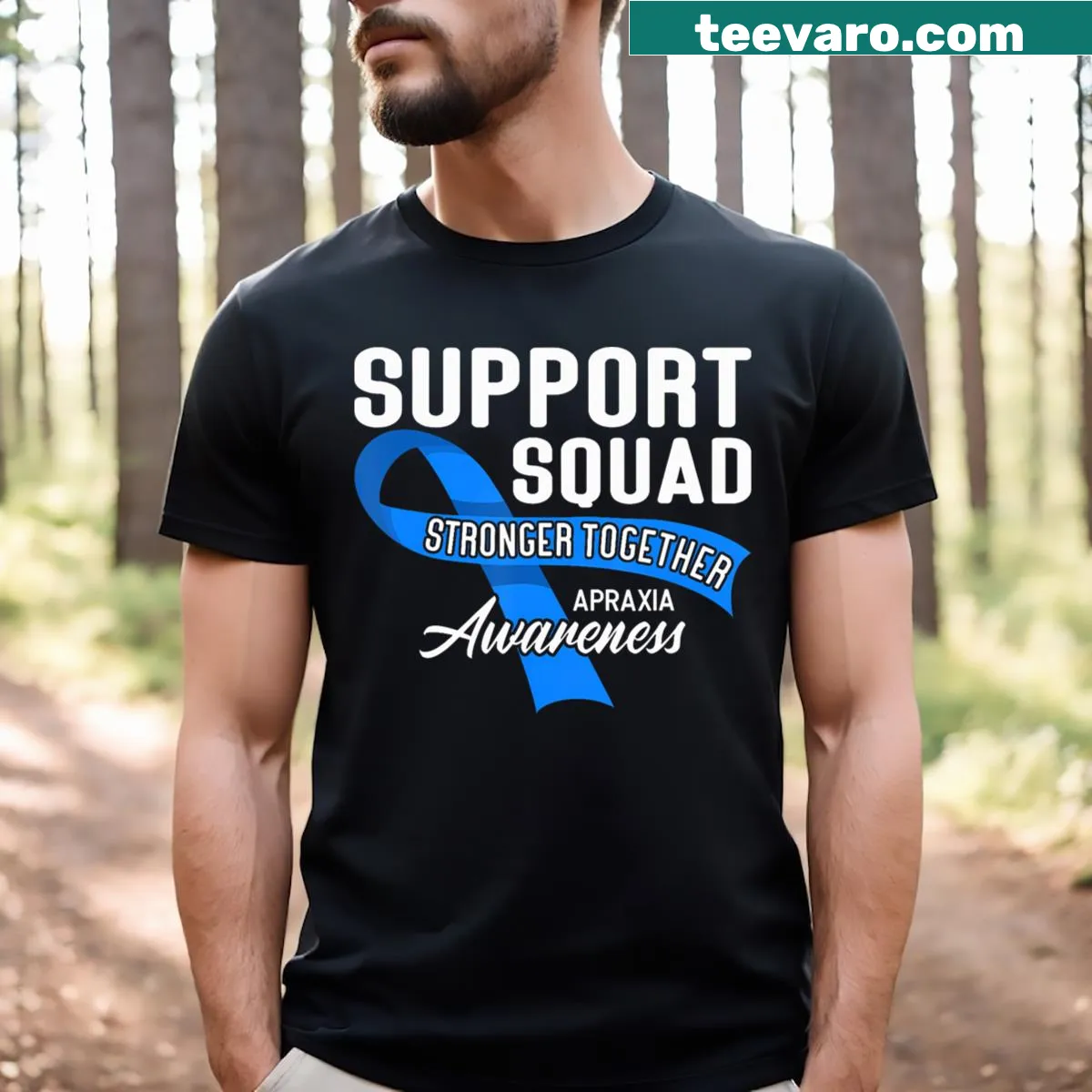T-shirt supporting awareness for motor disorder apraxia — on a men's t-shirt
