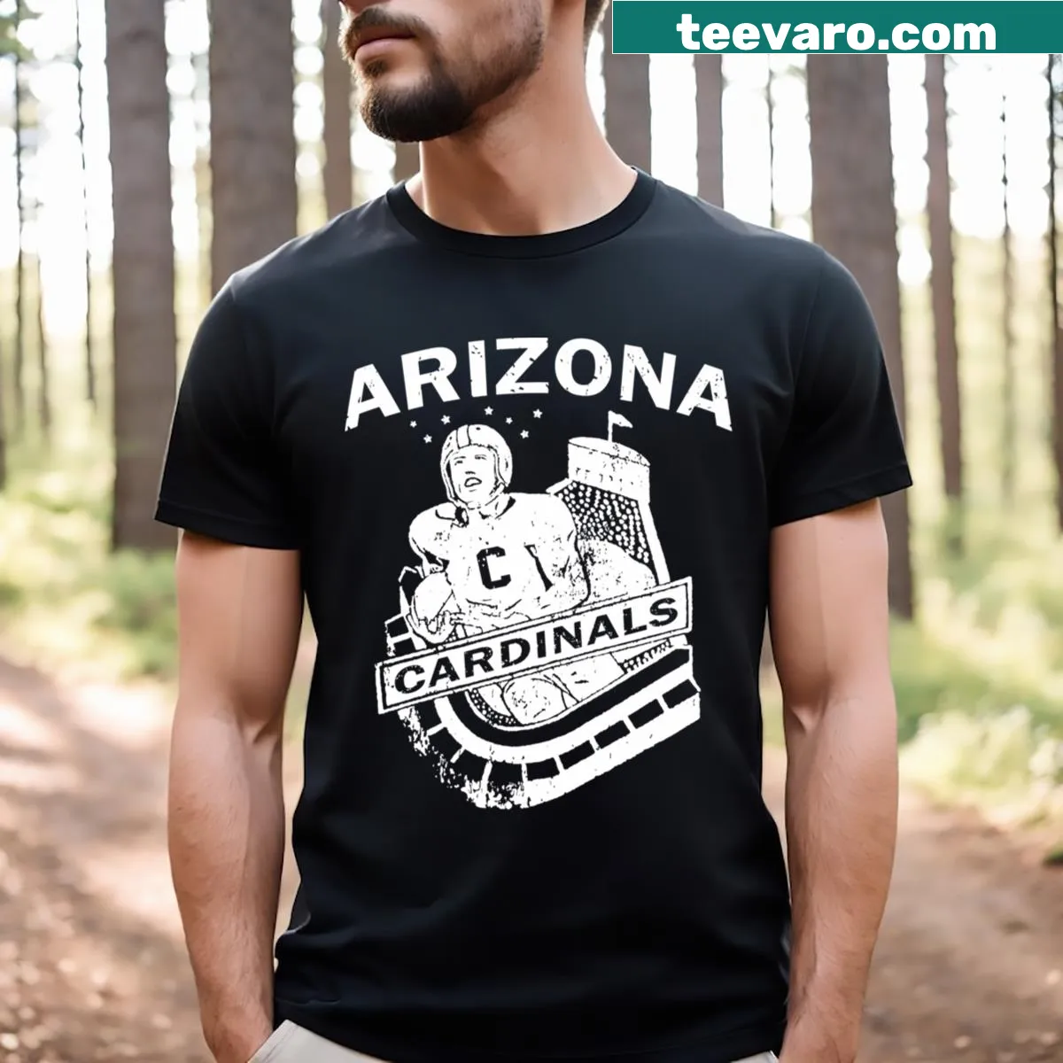 Vintage Arizona Cardinals T-shirt featuring the team logo — on a men's t-shirt