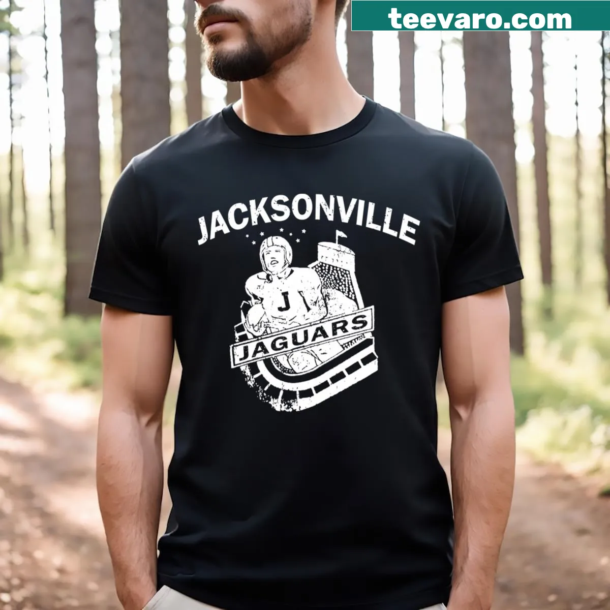 Vintage distressed Jacksonville Jaguars logo T-shirt — on a men's t-shirt