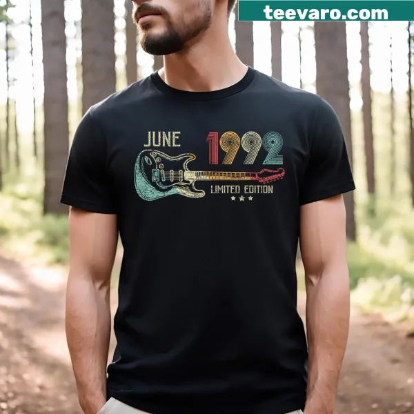 Vintage T-shirt for 32nd birthday featuring guitar theme