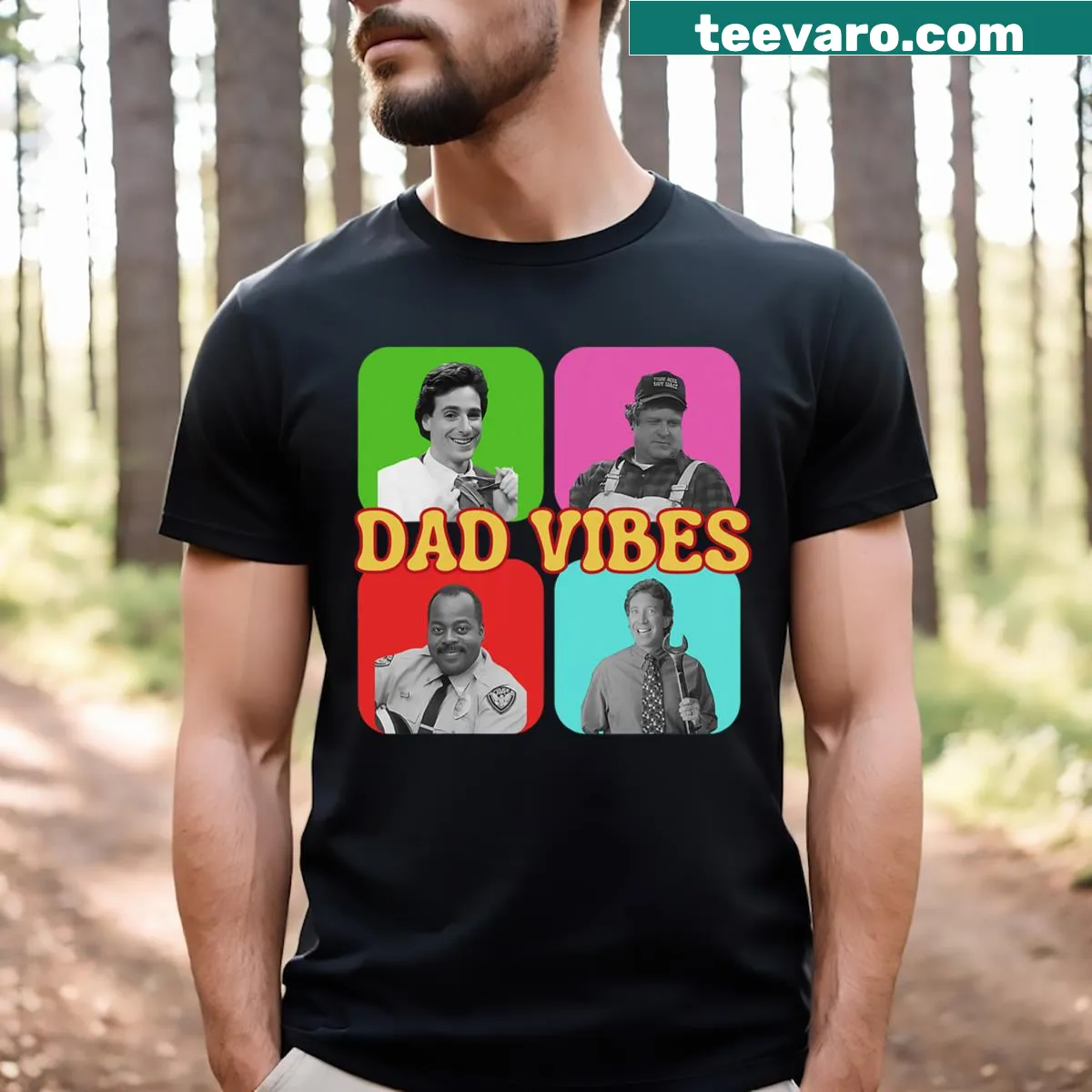 Vintage-style T-shirt with humorous 90's dad vibes text — on a men's t-shirt