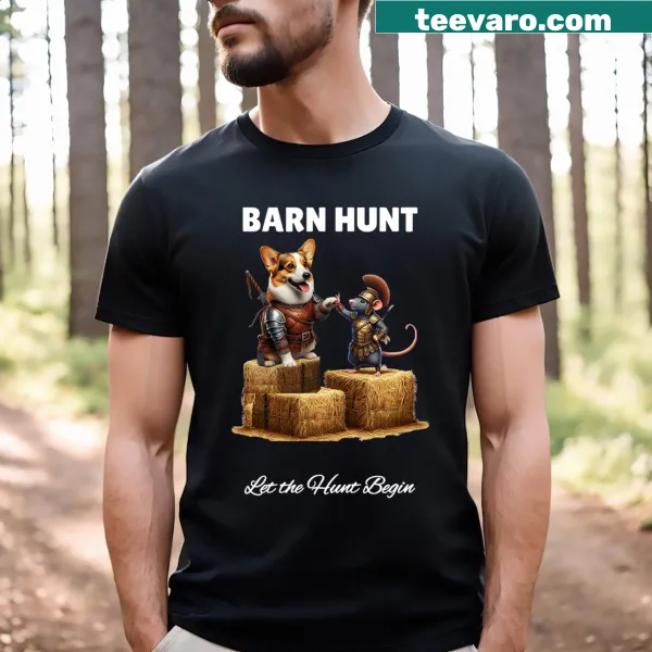Cute illustration of a rat and Corgi dog for barn hunting theme