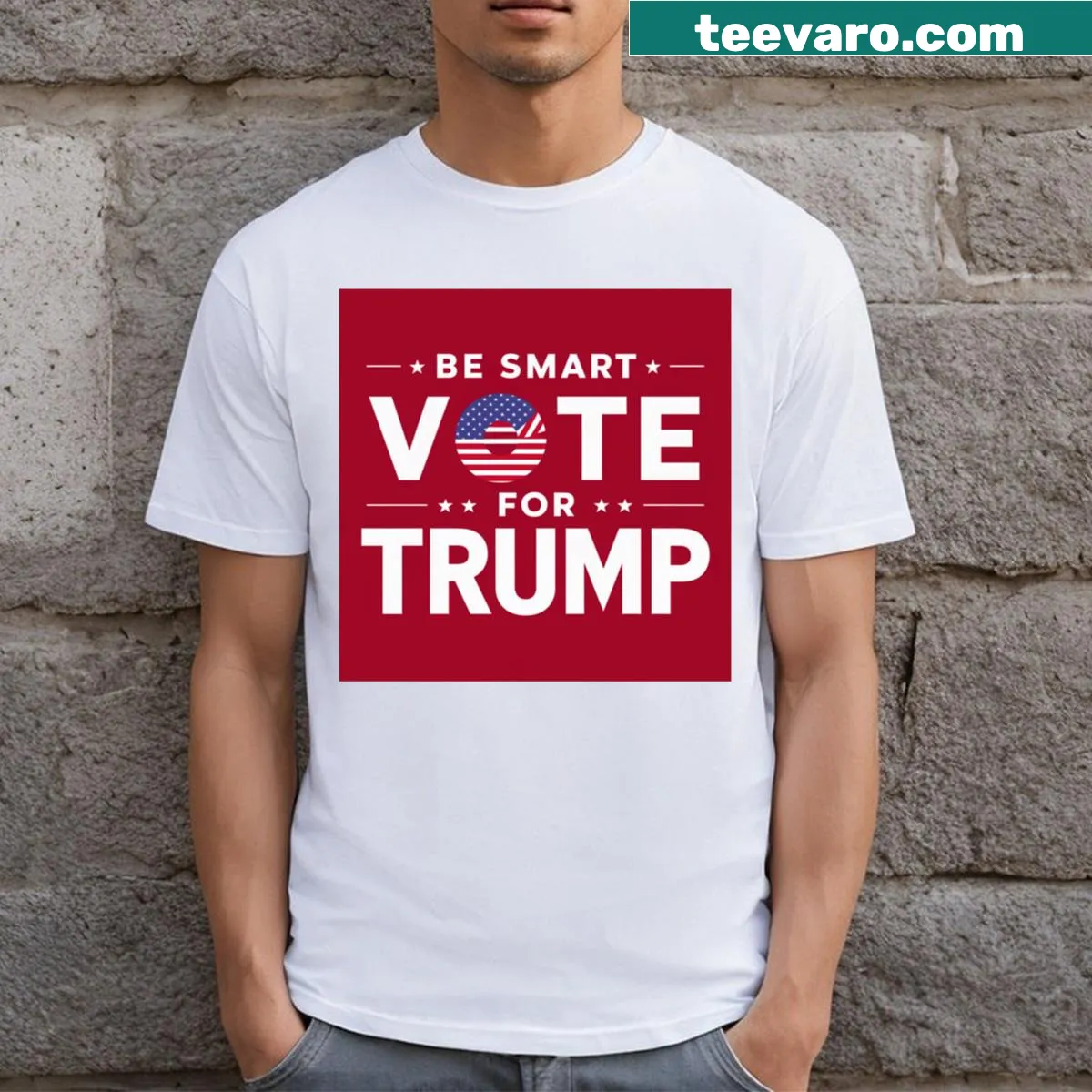 T-shirt featuring the slogan 'Be Smart' in a playful font — on a men's t-shirt